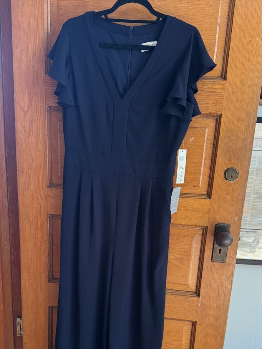 Eliza J NWT Navy Flutter Sleeve Jumpsuit Size 12